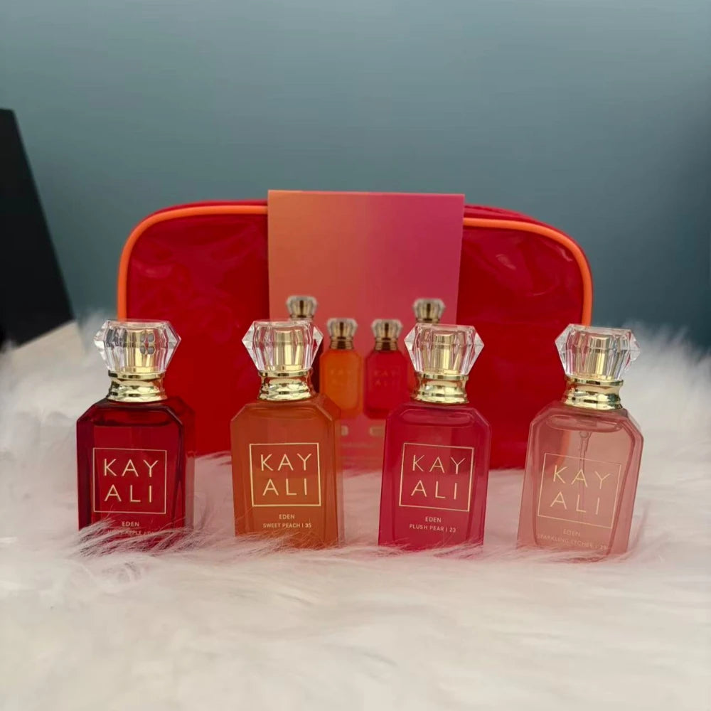 Set KAYALI Eden di 4 mini profumi: irresistibili fragranze fruttate e floreali da donna, perfette da portare in viaggio!