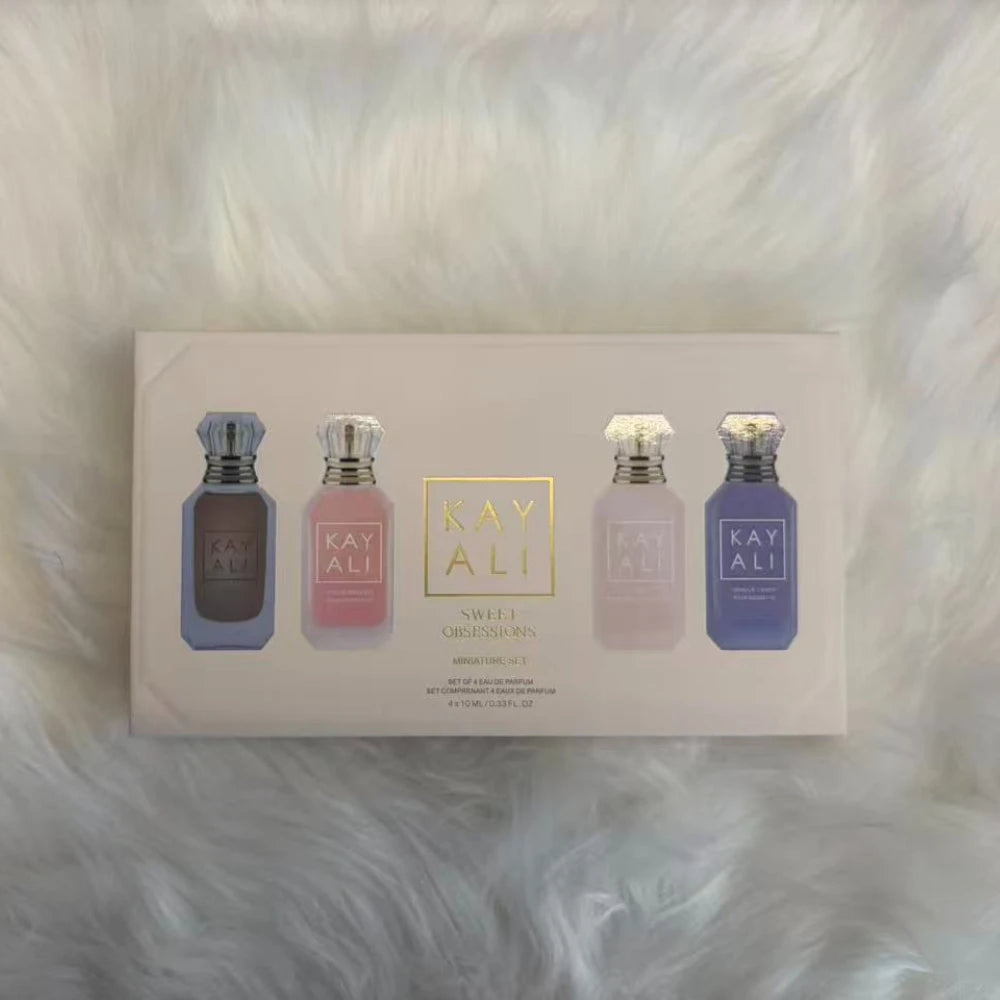 Sweet Indulgence Mini Perfume Set - 4x10ml Exquisite Vanilla, Candy, Marshmallow & Rose Scents for Lasting Luxury