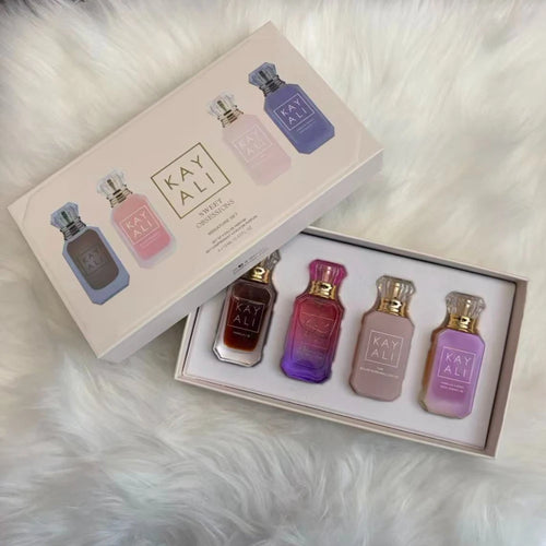 Sweet Indulgence Mini Perfume Set - 4x10ml Exquisite Vanilla, Candy, Marshmallow & Rose Scents for Lasting Luxury
